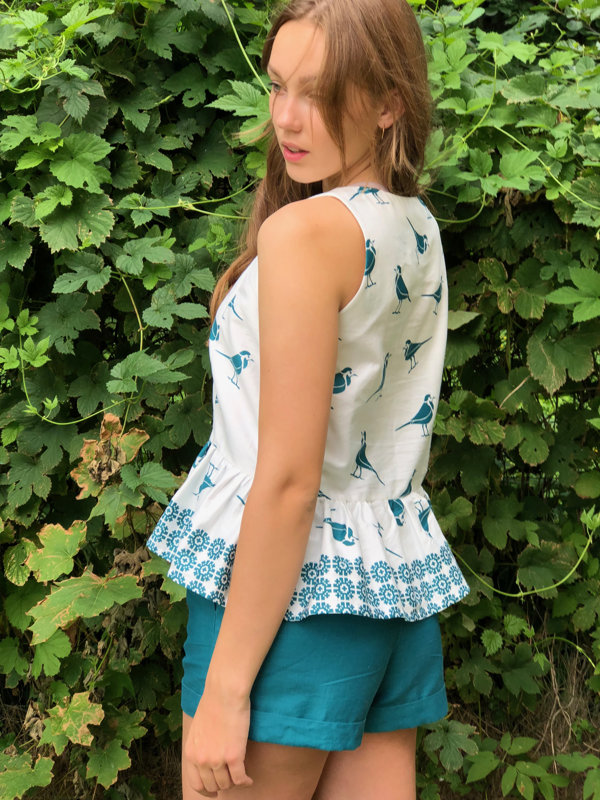 FRILL TOP! AVAILABLE IN YELLOW AND WAGTAIL OR RYE FLOWER PRINT